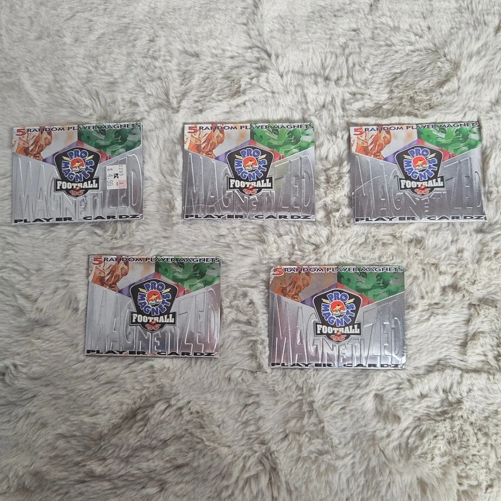 Lot 5 1995 Pro Magnets Football Magnetized Player Cardz Sealed Packs NFL Vintage